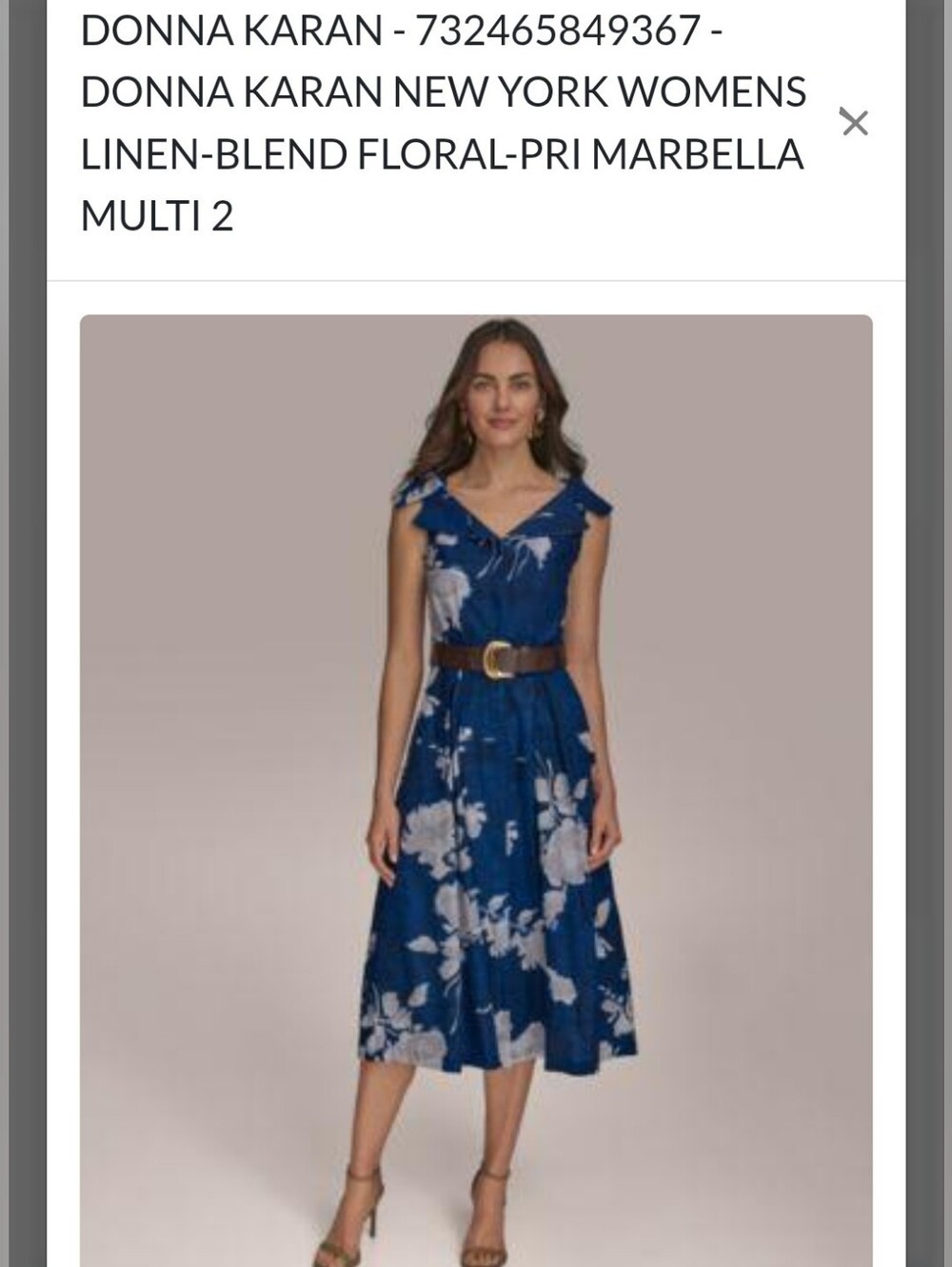 NWT Donna Karan New York Floral Linen Blend Dress In Marbella Sz 2